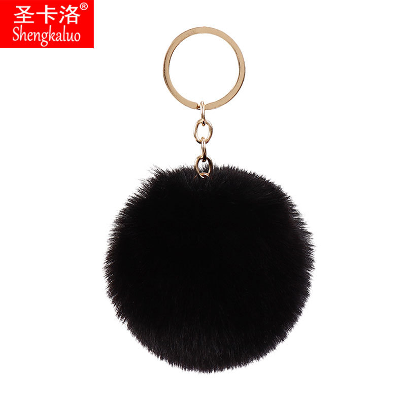 Elemento verde colgante cuerda llavero de peluche de piel artificial bolsa de lana corta colgante damas colgando bolsa accesorios al por mayor