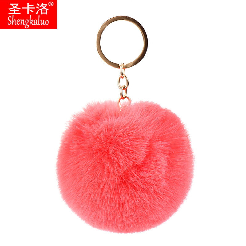 Elemento verde colgante cuerda llavero de peluche de piel artificial bolsa de lana corta colgante damas colgando bolsa accesorios al por mayor