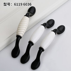 Factory direct sale black and white ceramic pastoral wardrobe cabinet handle, drawer shoe cabinet door handle black single hole