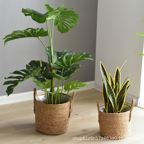 Nordic flower pots, straw flower pots, seagrass potted flower baskets, woven baskets, handmade flower pots, bamboo woven rattan baskets, plants