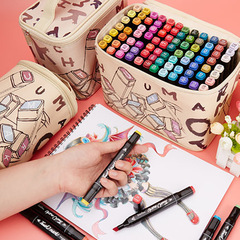 嚴選馬克筆皮革筆袋款酒精油性雙頭硬頭贈底座Touch mark馬克筆