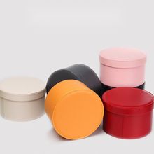 圆形皮质礼盒抱抱桶礼物包装橙色伴手礼盒鲜花包装花艺插花空盒子