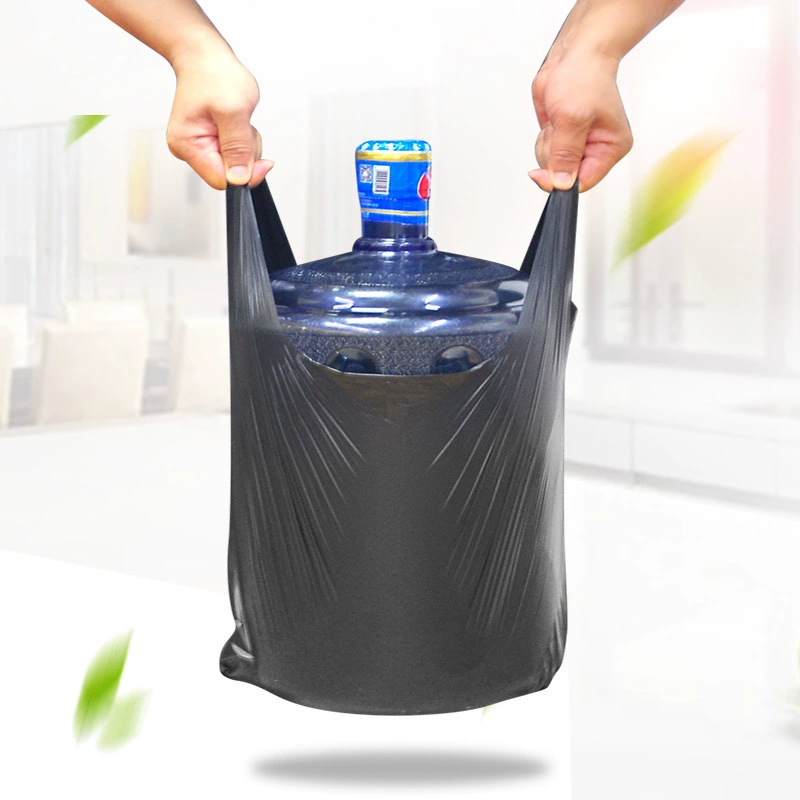 Garbage bag for home use, big handheld black plastic disposable tank top for commercial use, increased thickness, wholesale