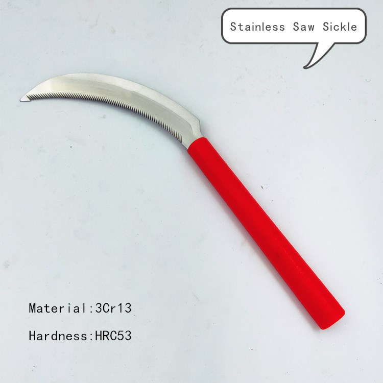 精品不锈钢注塑柄锯镰 6寸收割水稻锯齿型镰刀园艺农用 除草工具
