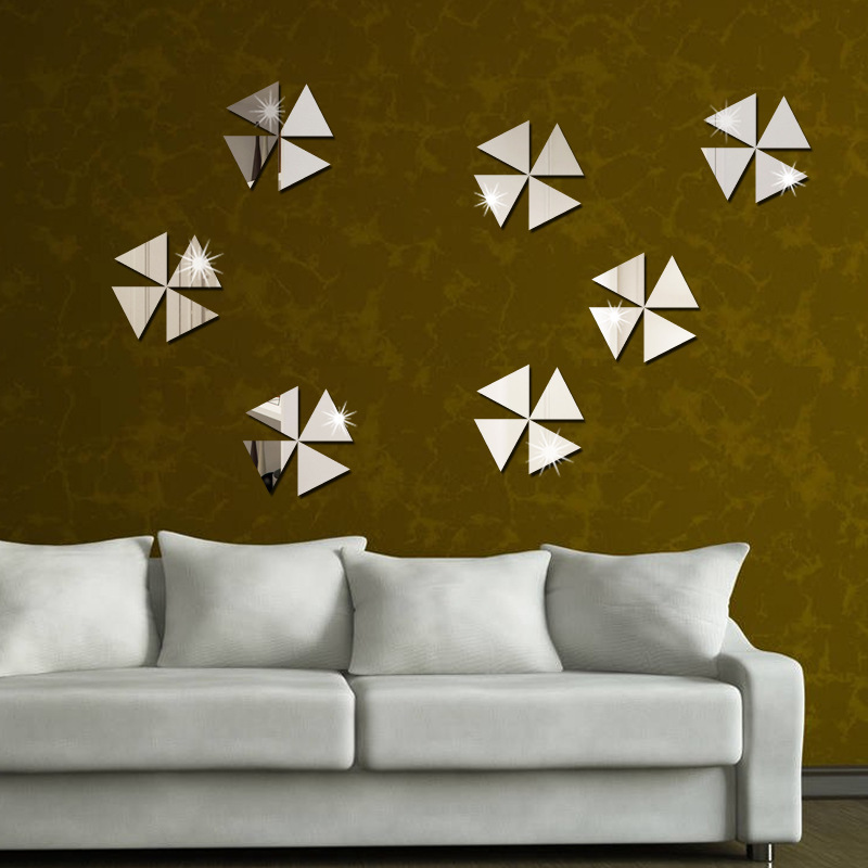 Espelho acrílico 3D autoadesivo, à prova d'água, triangular, para quarto, sala de estar, dormitório, adesivos decorativos de parede para casa._voghion.com