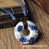 Ceramics suitable for men and women, blue and white necklace, woven ethnic decorations, ethnic style, Birthday gift
