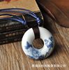 Ceramics suitable for men and women, blue and white necklace, woven ethnic decorations, ethnic style, Birthday gift