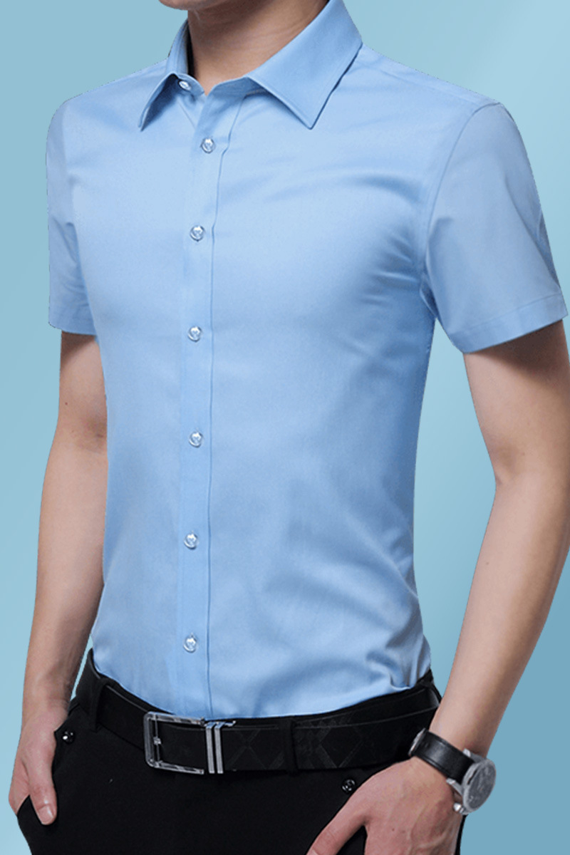 Short -sleeved light blue