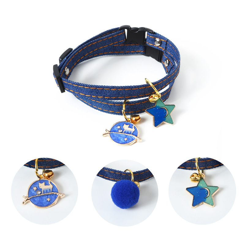 Pet vaquero colgante de penta gato perro collar conejo campana accesorios estilo japonés y coreano