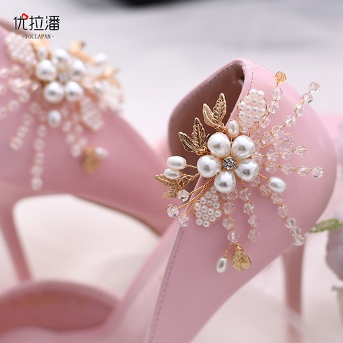 Youlapan bridal wedding shoes, floral high-heeled shoes, accessories clips, removable shoe buckles, upper decorations, shoe clips HX06