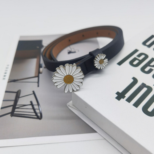 Little Daisy's new PU women's belt alloy smooth buckle fashionable simple trend versatile decorative belt