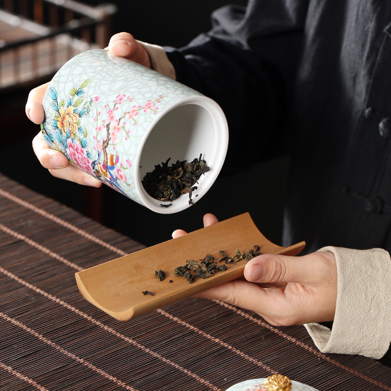 Latas de té esmaltadas Latas de té selladas de cerámica Regalos para el hogar de oficina Latas de almacenamiento Pu'er Latas de té al por mayor personalizadas