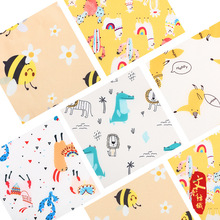 防水卡通涤塔夫印花面料 儿童罩衣雨衣口水巾布料 210T平纹涤丝纺