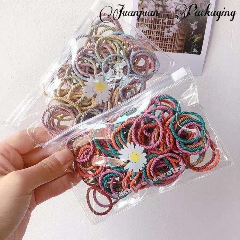 【雏菊pvc袋】韩版三朵雏菊透明拉链袋皮圈收纳袋自封袋大量现货