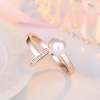 Fashionable elegant zirconium with bow, one size ring from pearl, micro incrustation, wholesale