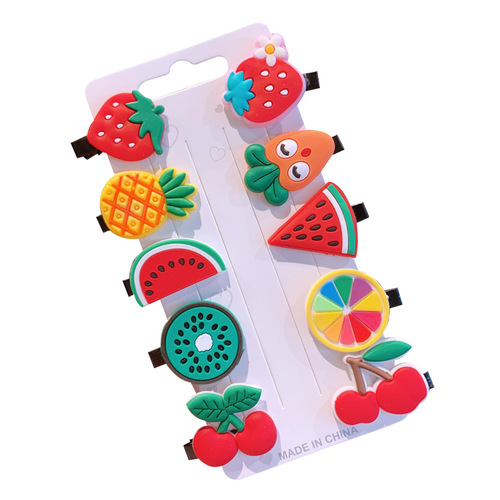 New Cream Ice Cream Children's Cartoon Hairpin Korean Cute Fruit Headdress Rainbow Princess Bangs Hairpin Hair Accessory