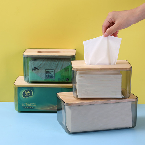 家用日式木质纸巾盒 简约客厅卧室抽纸盒塑料桌面收纳盒批发定制
