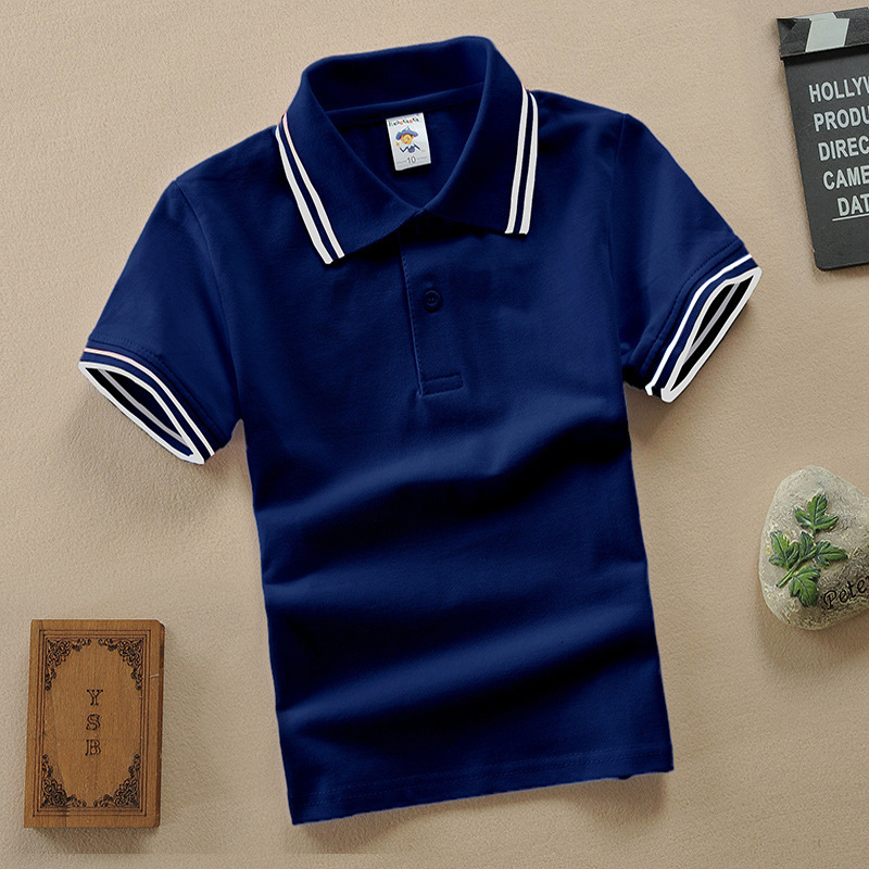 Polo shirt Europe and the United States 100 cotton pearl cotton spring summer children's clothing cotton children's short sleeve T-shirt solid color for boys and girls