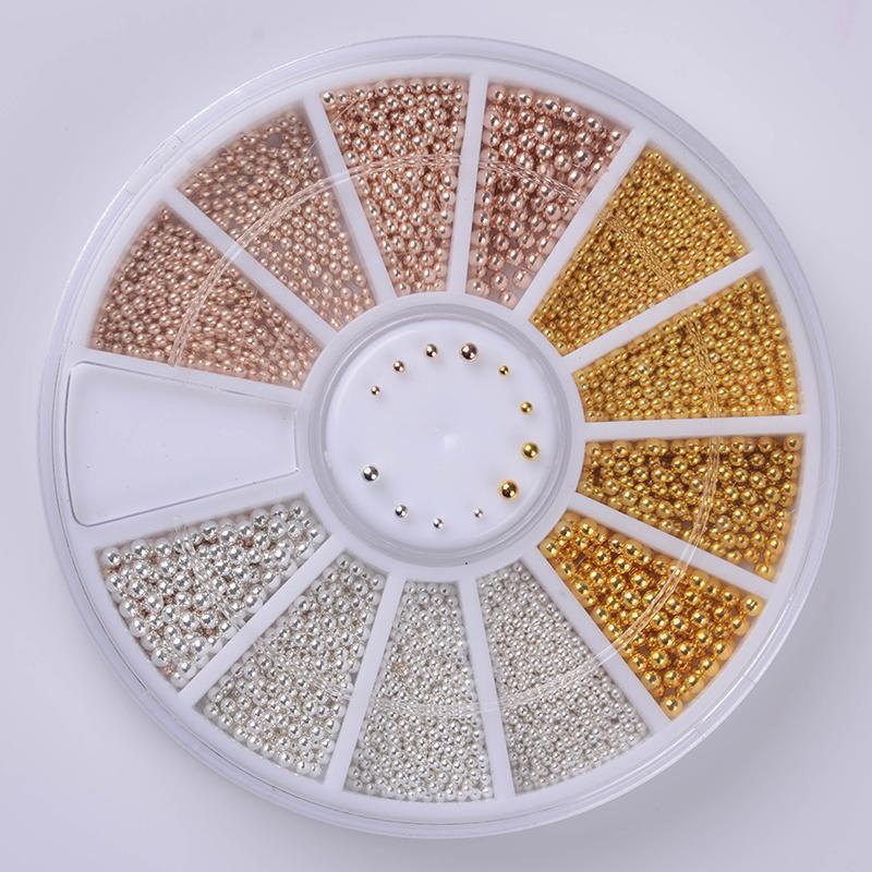 Gold and silver steel ball mixed nail jewelry gold silver rose gold metal steel ball disc multi-Specification