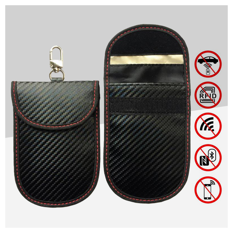 Nueva fibra de carbono llavero coche RFID blindaje caso clave anti-magnético señal de blindaje anti-desmagnetización caso clave