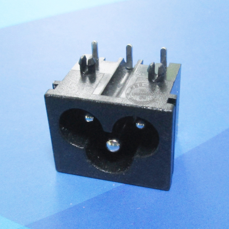 卡槽1.5梅花型充电接口C6三脚90度插板三芯插座23*18黑色插座DB-6
