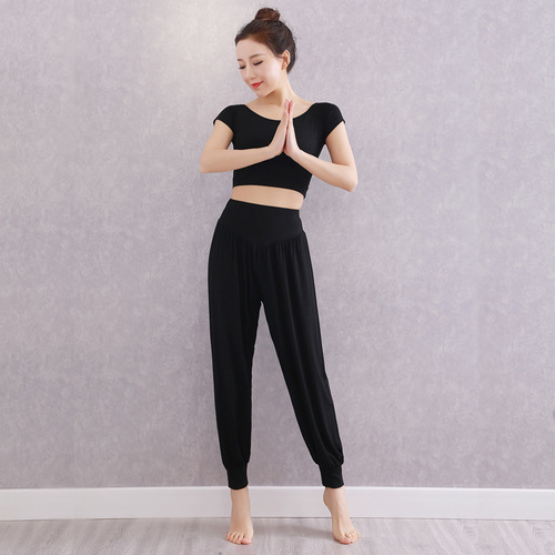 Summer yoga clothing suit for female beginners, modal exercise clothing, belly dance clothing, bloomers, yoga pants