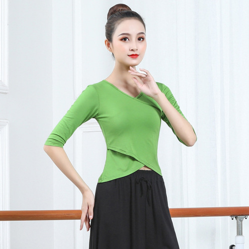 Dance practice clothes for women, modal body suits for teachers, basic training, classical dance, ethnic modern dance, long-sleeved tops