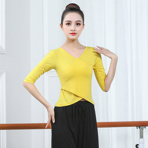 Dance practice clothes for women, modal body suits for teachers, basic training, classical dance, ethnic modern dance, long-sleeved tops