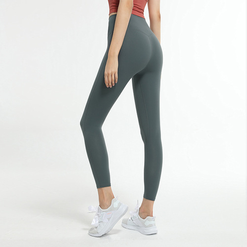 European and American high-waisted naked butt-lifting yoga pants summer running quick-drying large size sports fitness pants brushed pants women's yoga clothes