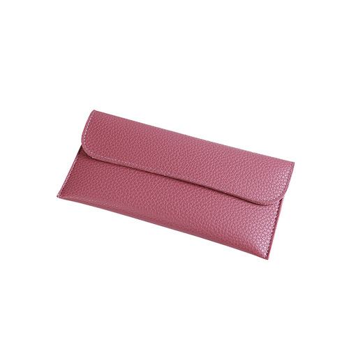 New soft leather thin Japanese and Korean version women's wallet long large capacity solid color pebbled mobile phone bag wallet women's bag