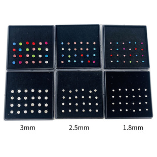 Foreign Trade Stainless Steel Diamond Nose Nail 1.8/2.5/3.0 Titanium Steel Nose Ring 24/Box Body Piercing Jewelry