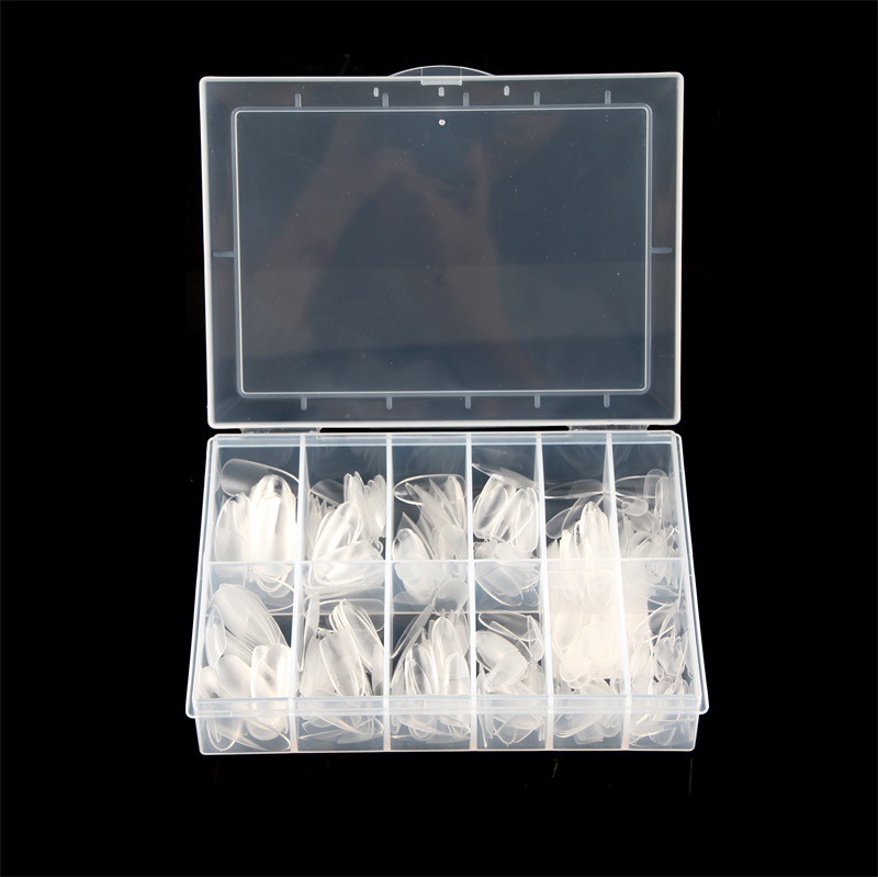 Nuevo estilo transfronterizo, uñas de uñas de cabeza redonda de parche completo, color transparente semi-mate, uñas postizas sin costuras, sin pulido, 360 piezas