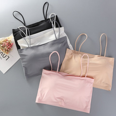 Spring and summer ice silk seamless one-piece underwear with integrated breast pads for girls and students to wrap their breasts with a camisole and tube top