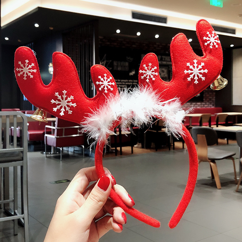 クリスマスの赤いスパンコール鹿の角のカチューシャ|undefined