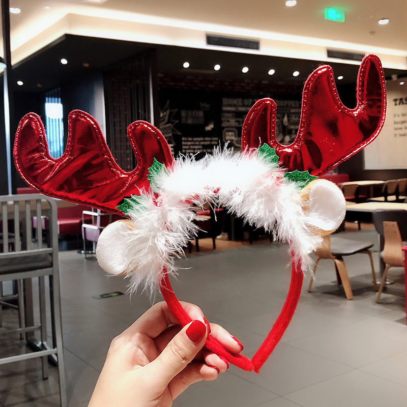 クリスマスの赤いスパンコール鹿の角のカチューシャ|undefined