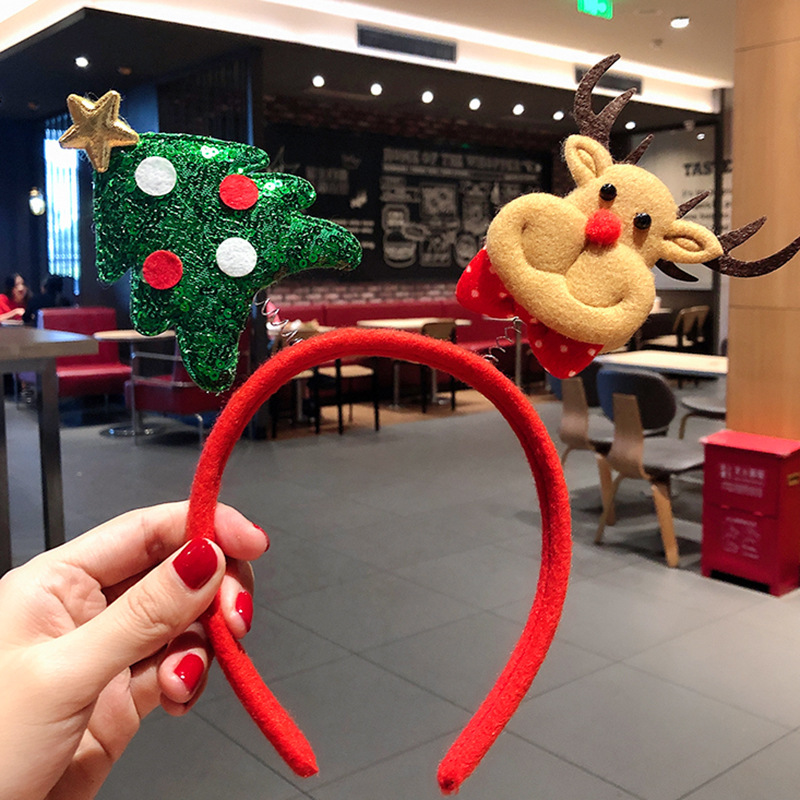 クリスマスの赤いスパンコール鹿の角のカチューシャ|undefined