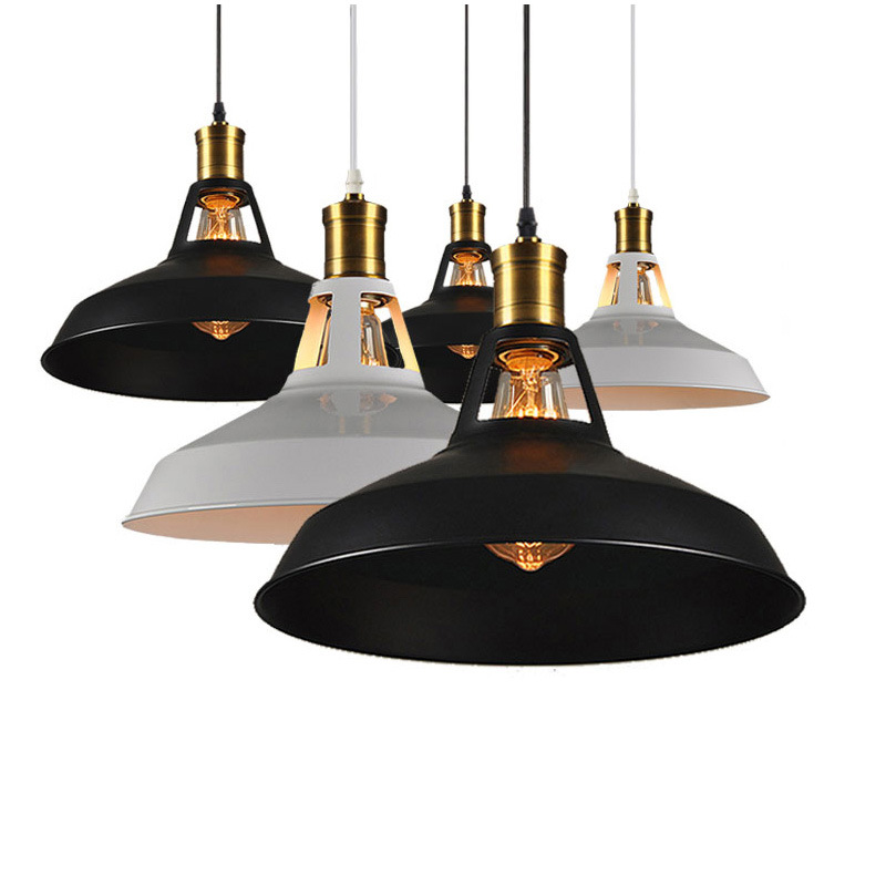 美式复古北欧铁艺灯罩向下新中式吊灯餐厅阳台过道玄关灯头