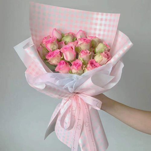 Wholesale Internet celebrity summer plaid small fresh waterproof flower wrapping paper grid plaid gift wrapping paper flower shop floral art