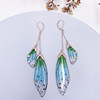 Long crystal earings, fresh earrings, gradient