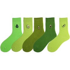 Avocado Women's Socks Cotton New Style Bump Socks Green Avocado Embroidered Mid-Calf Women's Socks Factory Wholesale