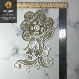 金线双色水溶胸花 爱心花个桃心领花 双层贴花童装辅料现货刺绣