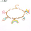 Metal cute rainbow children's pendant, chain, necklace and bracelet, set