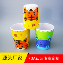 供应A5双色密胺杯塑料水杯330ml日式卡通美耐皿随手杯家用漱口杯