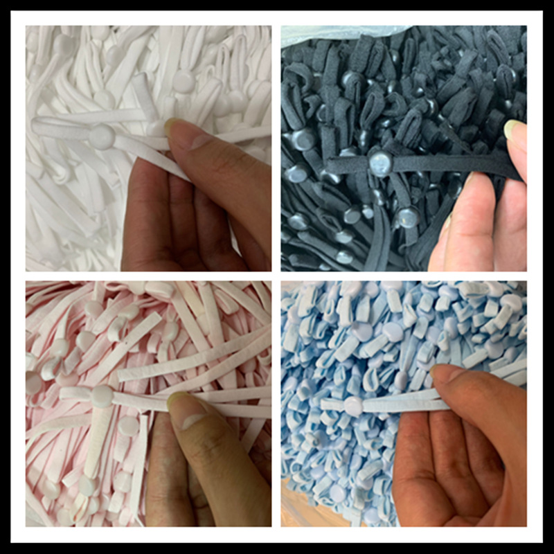 口罩绳5mm耳带彩色绳可调节扣 圆扁口罩带空心松紧绳辅料现货批发