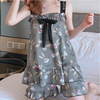 T-shirt, cartoon pijama, fresh set with bow for leisure, lifting effect, wholesale