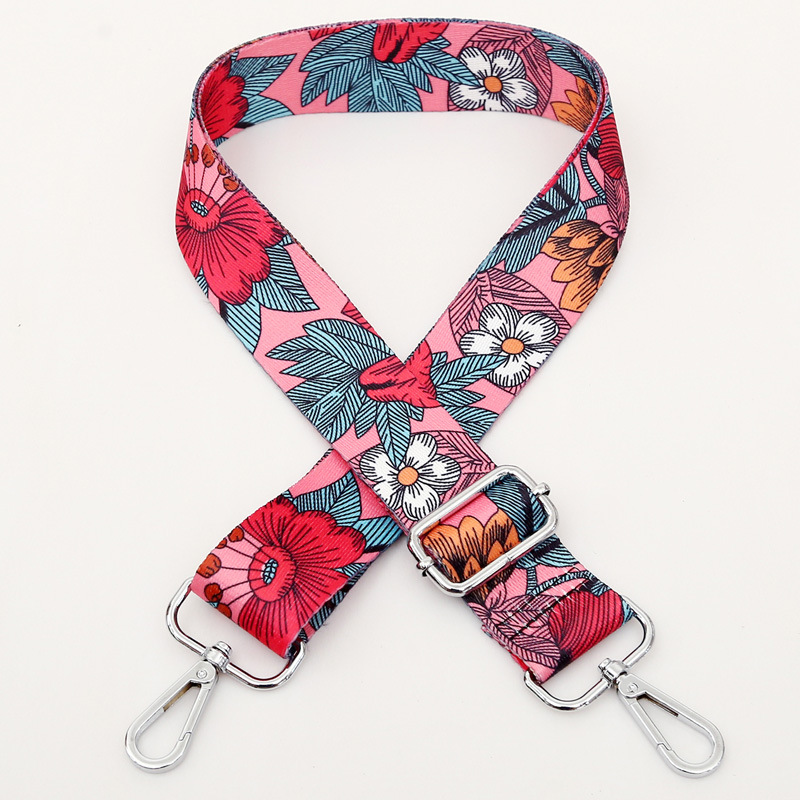Long shoulder belt women's bag accessories replacement belt adjustable single Shoulder Messenger belt national wind flower color belt new style webbing