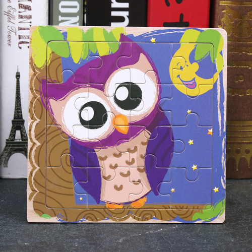Wooden jigsaw puzzle for children 16 pieces wooden cartoon animal jigsaw puzzle baby early education creative building block toys wholesale