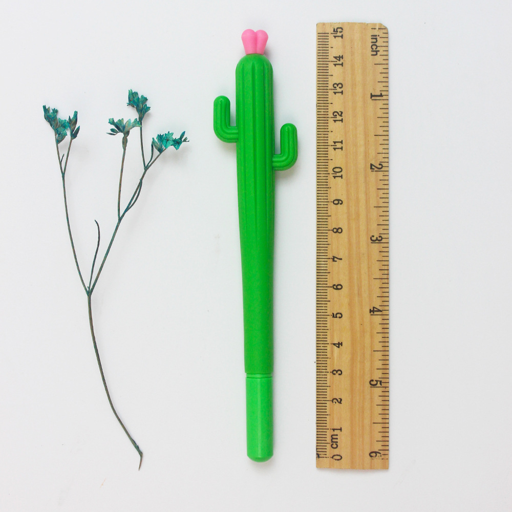 Pluma de descompresión de dibujos animados lindo cactus pluma de gel suave estudiante papelería creativa cactus forma de bola pluma de firma image 4