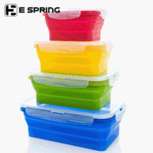 荐 可伸缩硅胶折叠饭盒 饭盒套装 儿童午餐便当盒 微波炉保鲜盒