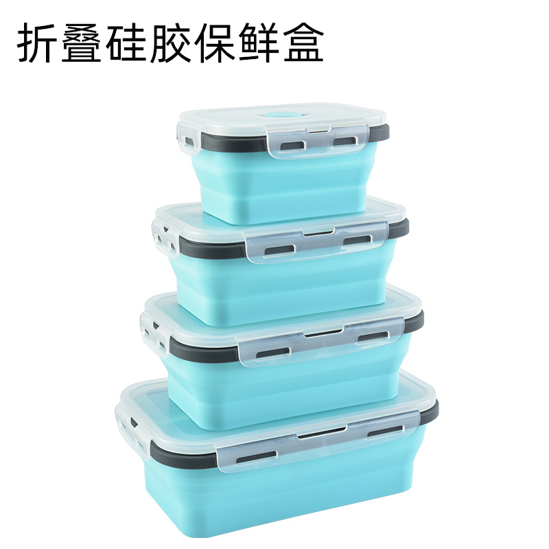 Caja de almuerzo de silicona al aire libre caja de almuerzo de silicona plegable refrigerador más nítido almuerzo portátil caja de almuerzo retráctil